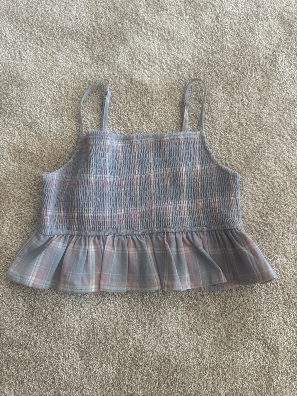 Nectar Plaid Smocked Babydoll Cami Top